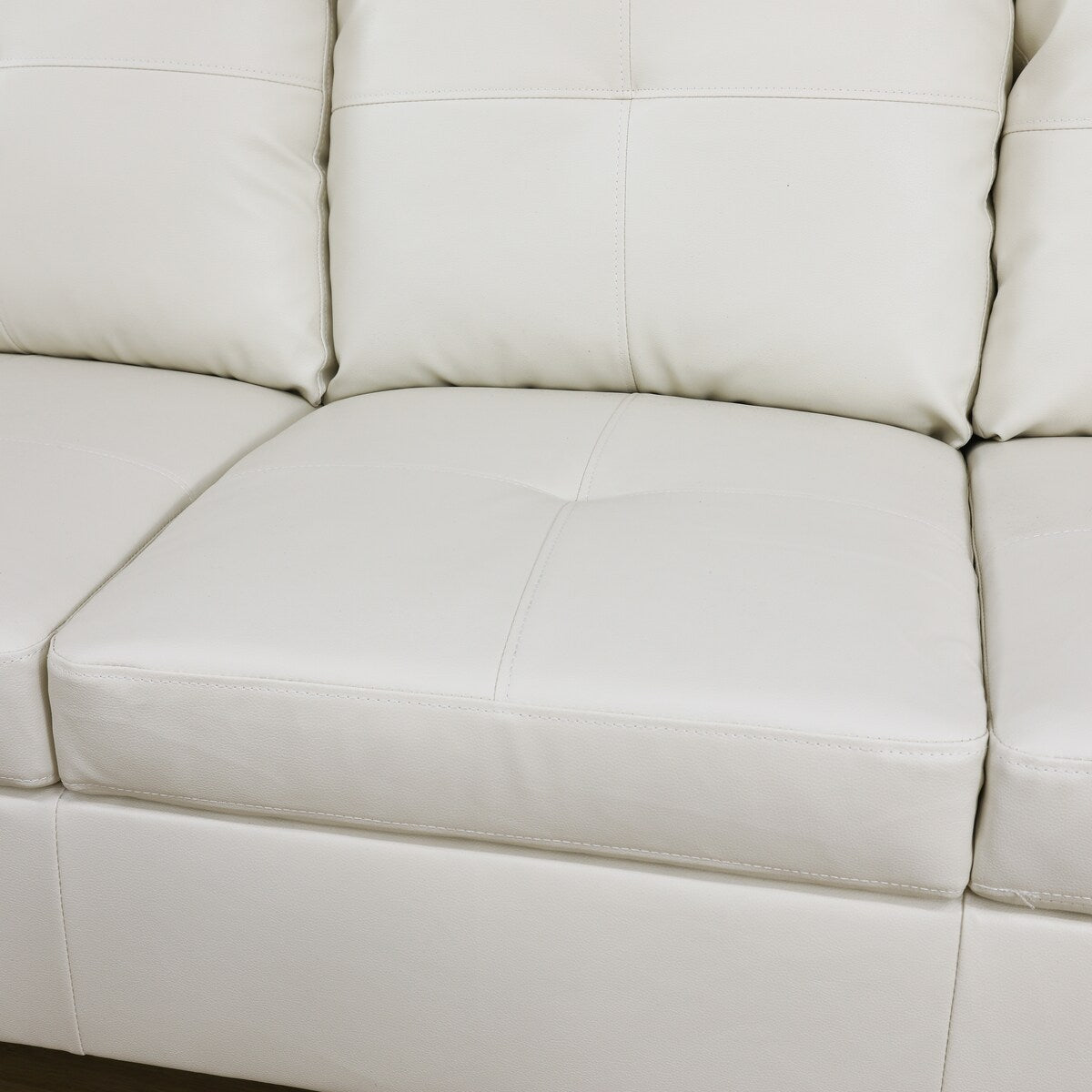 Modern Faux Leather Sectional Couch with Chaise and Ottoman-Large