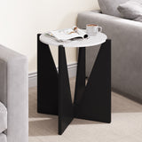 Modern Faux Marble Round Side Table - 19.7"L x 19.7"W x 23.6"H