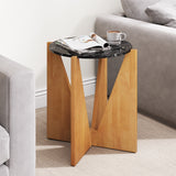 Modern Faux Marble Round Side Table - 19.7"L x 19.7"W x 23.6"H