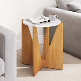 Modern Faux Marble Round Side Table - 19.7"L x 19.7"W x 23.6"H