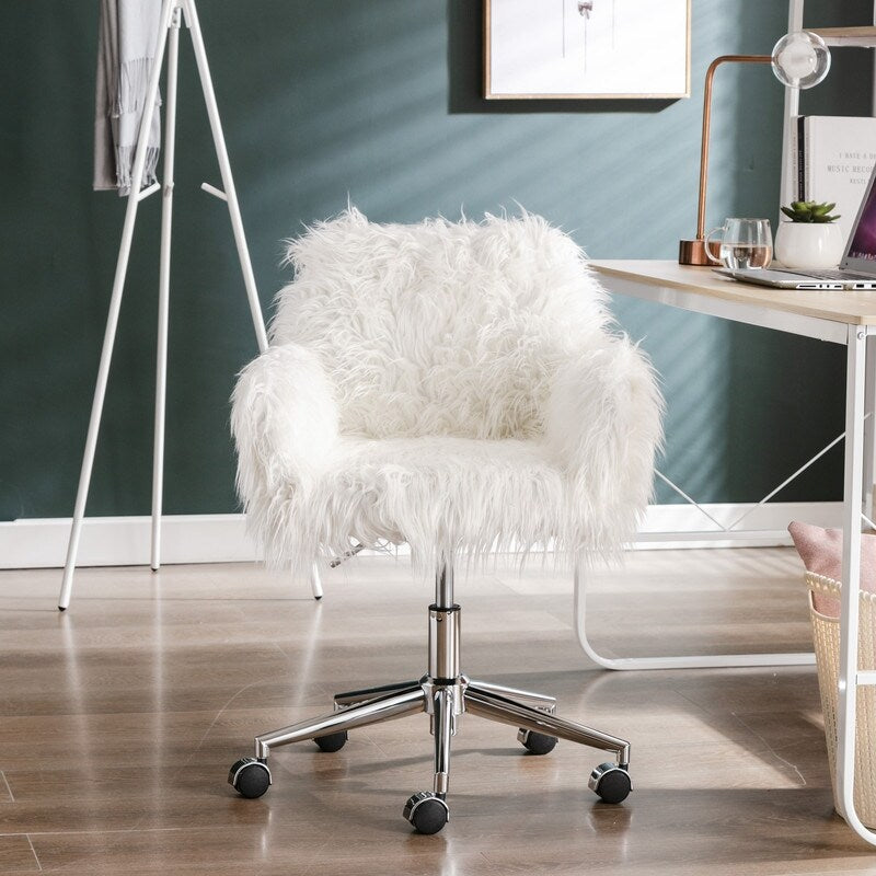 Modern Faux fur home office chair, makeup vanity Chair