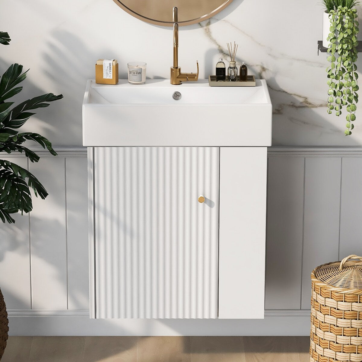 Modern Floating Bathroom Vanity with Ceramic Basin