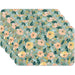 Modern Floral 4 Pack Reversible Easy Care Flexible Plastic Placemats Made in The USA BPA Free Easily Wipes Clean