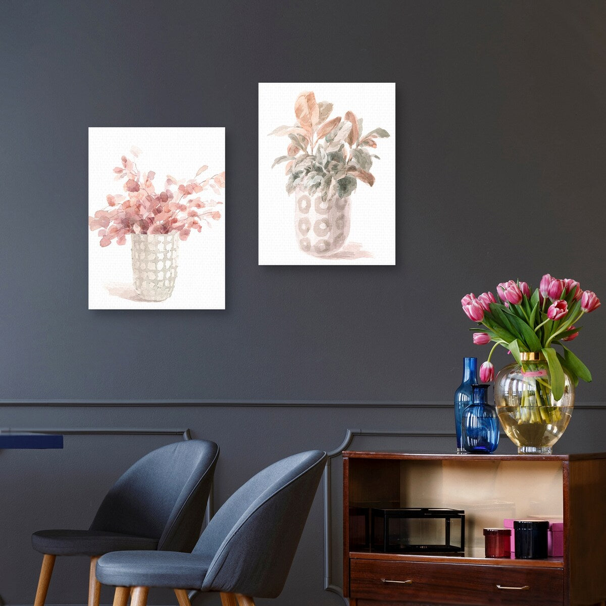 Modern Floral I Crop, Modern Floral II Crop by Danhui Nai Canvas Art Prints