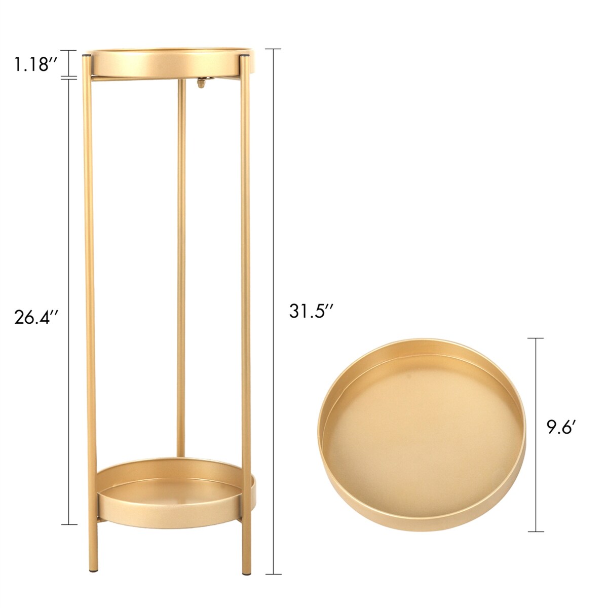 Modern Folding Metal 2-Tier Plant Stand