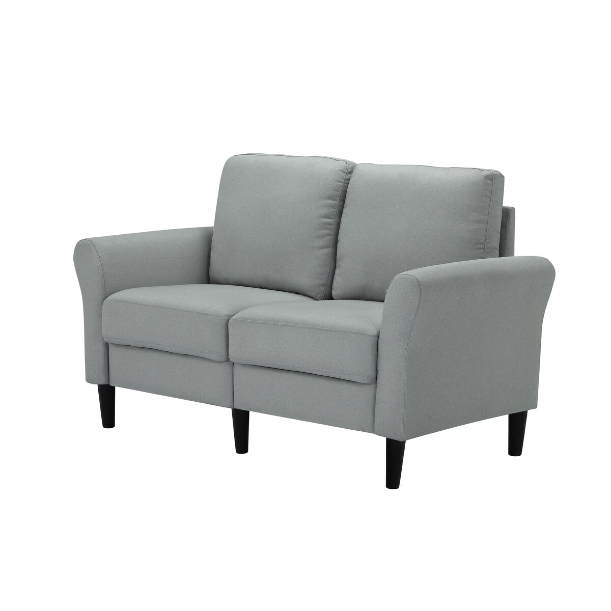 Modern Frabic 2-person Stationary Couch Loveseat Sofa with Removable Back&Seat, 2 Flaerd arms and 6 Plastic Legs