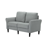 Modern Frabic 2-person Stationary Couch Loveseat Sofa with Removable Back&Seat, 2 Flaerd arms and 6 Plastic Legs
