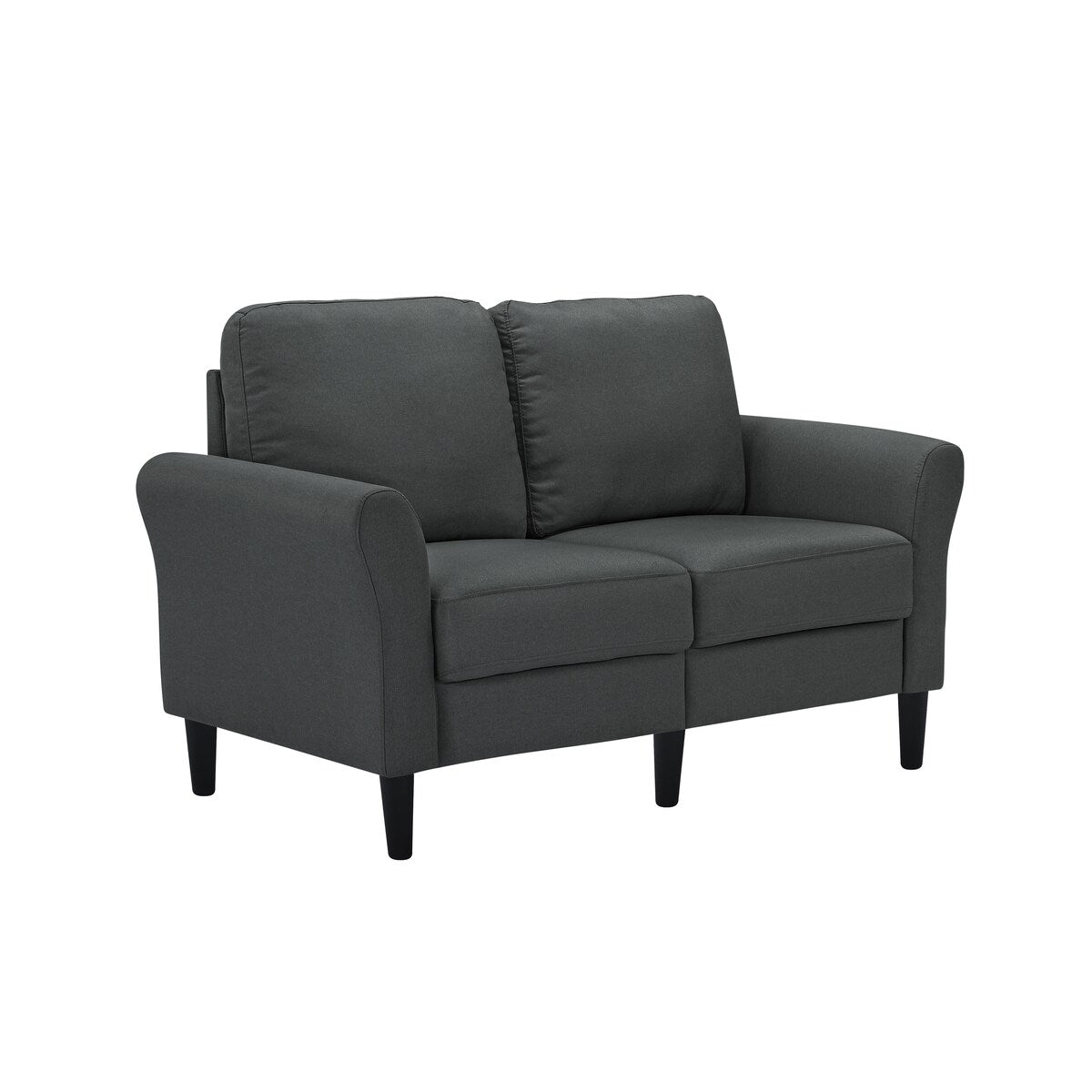 Modern Frabic 2-person Stationary Couch Loveseat Sofa with Removable Back&Seat, 2 Flaerd arms and 6 Plastic Legs