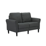 Modern Frabic 2-person Stationary Couch Loveseat Sofa with Removable Back&Seat, 2 Flaerd arms and 6 Plastic Legs