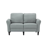Modern Frabic 2-person Stationary Couch Loveseat Sofa with Removable Back&Seat, 2 Flaerd arms and 6 Plastic Legs