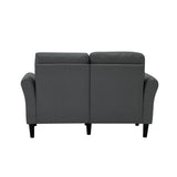 Modern Frabic 2-person Stationary Couch Loveseat Sofa with Removable Back&Seat, 2 Flaerd arms and 6 Plastic Legs