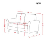 Modern Frabic 2-person Stationary Couch Loveseat Sofa with Removable Back&Seat, 2 Flaerd arms and 6 Plastic Legs