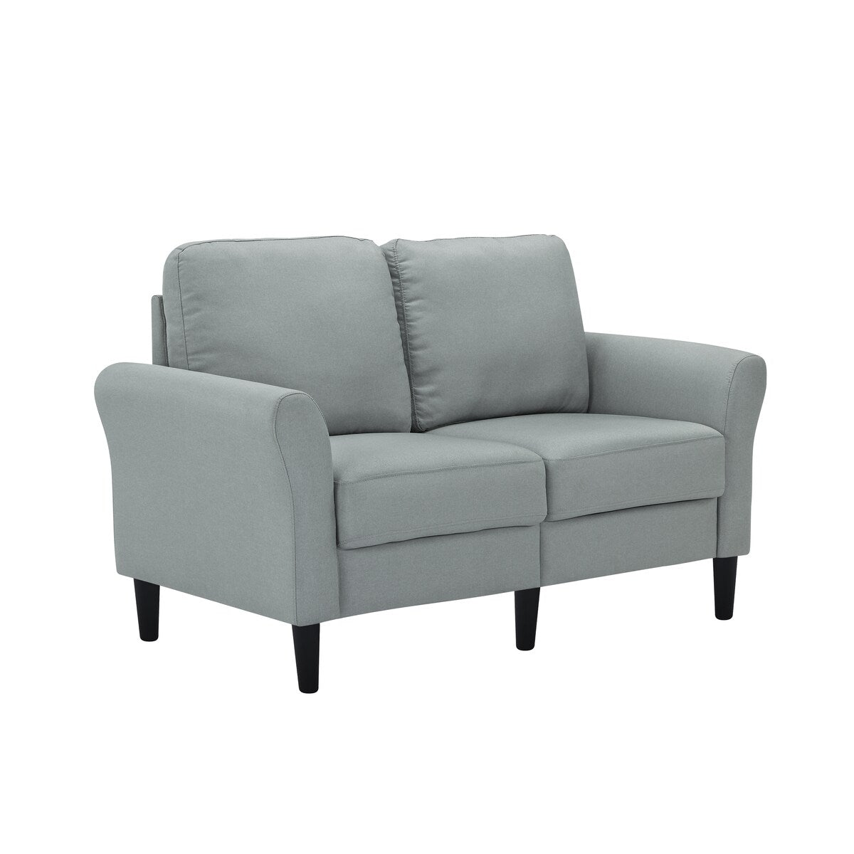 Modern Frabic 2-person Stationary Couch Loveseat Sofa with Removable Back&Seat, 2 Flaerd arms and 6 Plastic Legs