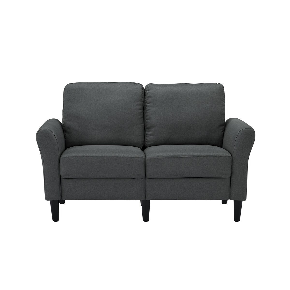 Modern Frabic 2-person Stationary Couch Loveseat Sofa with Removable Back&Seat, 2 Flaerd arms and 6 Plastic Legs