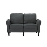 Modern Frabic 2-person Stationary Couch Loveseat Sofa with Removable Back&Seat, 2 Flaerd arms and 6 Plastic Legs