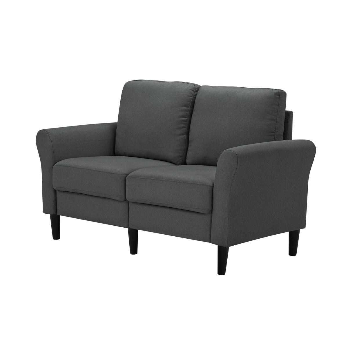 Modern Frabic 2-person Stationary Couch Loveseat Sofa with Removable Back&Seat, 2 Flaerd arms and 6 Plastic Legs