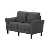 Modern Frabic 2-person Stationary Couch Loveseat Sofa with Removable Back&Seat, 2 Flaerd arms and 6 Plastic Legs