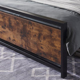 Modern Full Size Metal Platform Bed Frame with Wooden Headboard and Footboard, Large Under Bed Storage, Easy Assembly