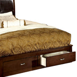 Modern Full Size Storage Platform bed with Leatherette Headboard, Brown