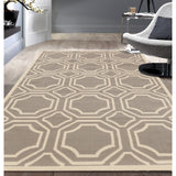 World Rug Gallery Modern Geometric Grey Area Rug (5'x7') - 5' x 7'