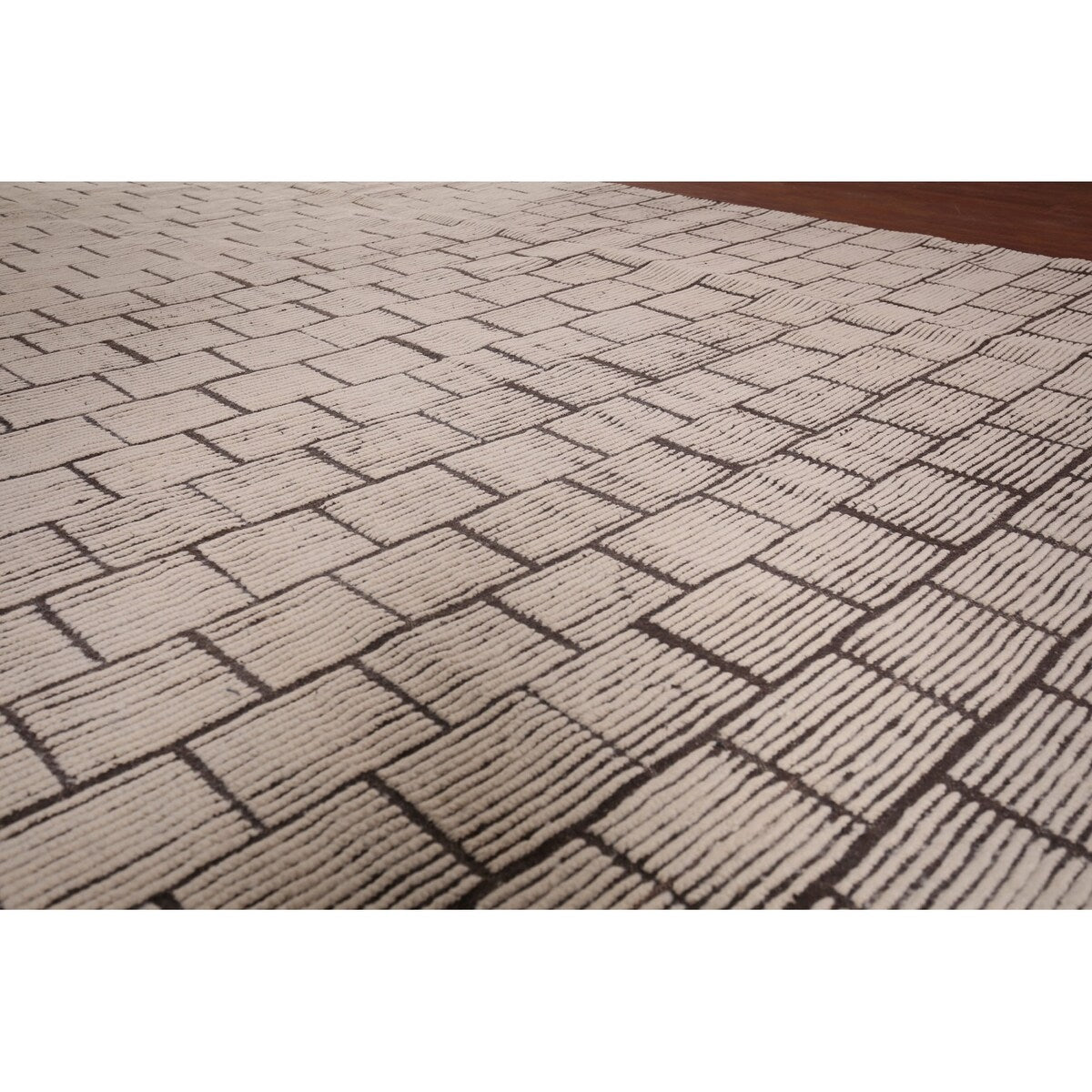 Modern Geometric Moroccan Large Area Rug Hand-Knotted Wool Carpet - 10'0"x 15'5"