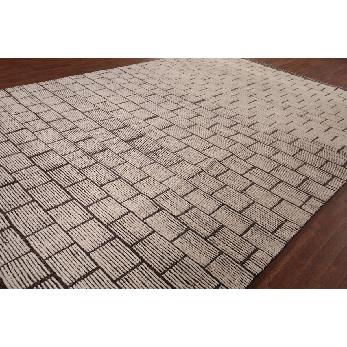 Modern Geometric Moroccan Large Area Rug Hand-Knotted Wool Carpet - 10'0"x 15'5"