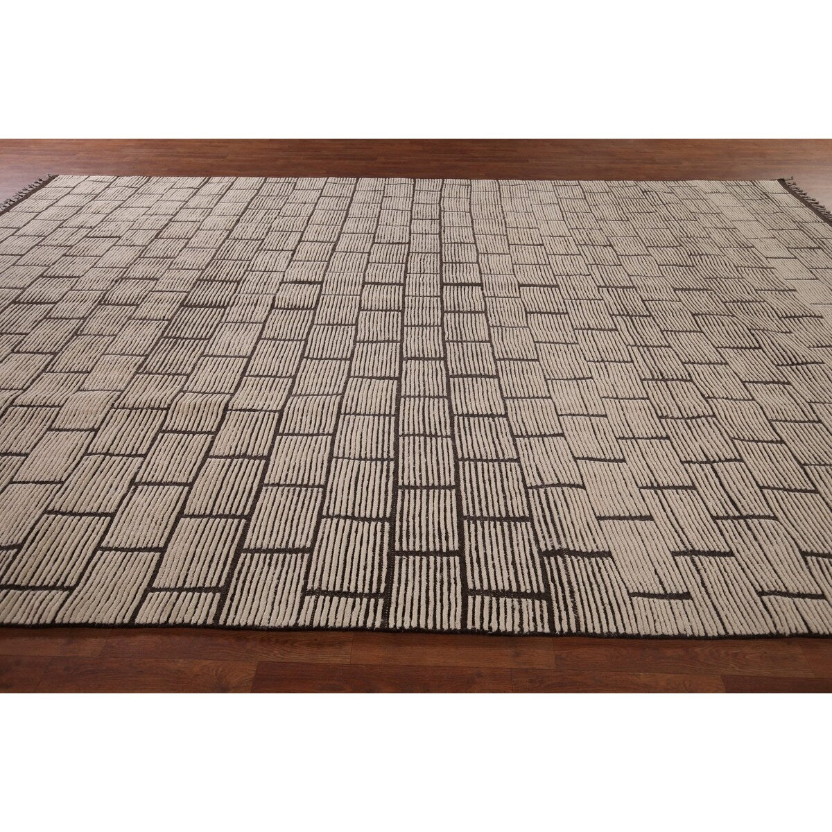 Modern Geometric Moroccan Large Area Rug Hand-Knotted Wool Carpet - 10'0"x 15'5"