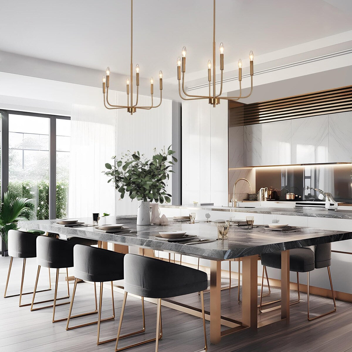 Modern Glam 6-Light Classic Candle Chandelier Gold Franch Country Wheel Dining Room Lighting