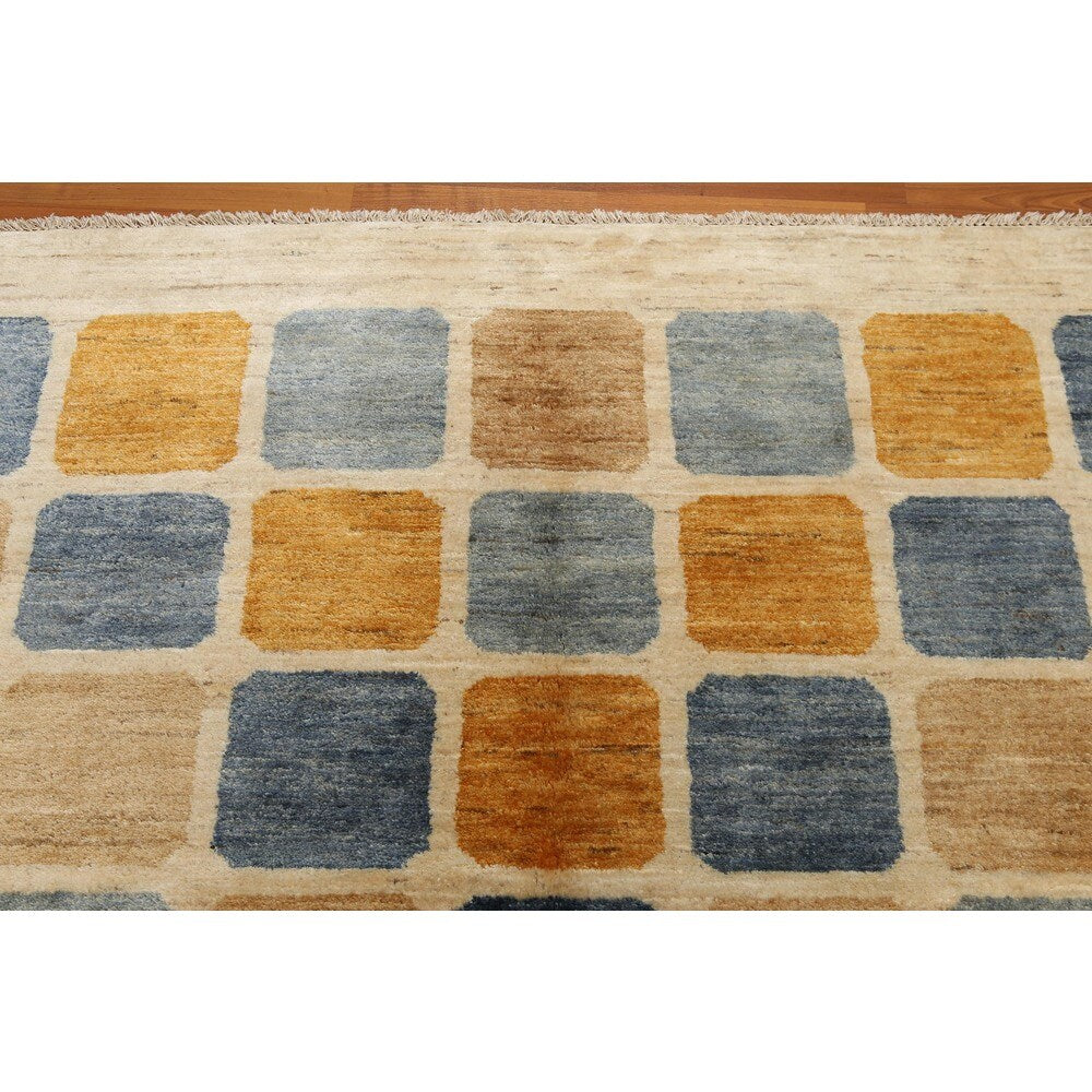 Modern Contemporary Glam Gabbeh Persian Oriental Hand-knotted Multicolored Wool Indoor Rectangular Area Rug (6' x 9')