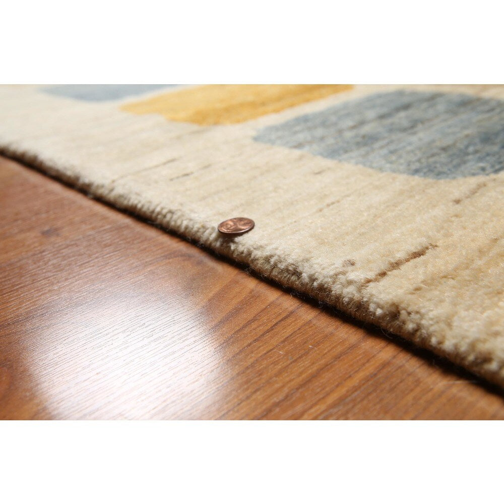 Modern Contemporary Glam Gabbeh Persian Oriental Hand-knotted Multicolored Wool Indoor Rectangular Area Rug (6' x 9')