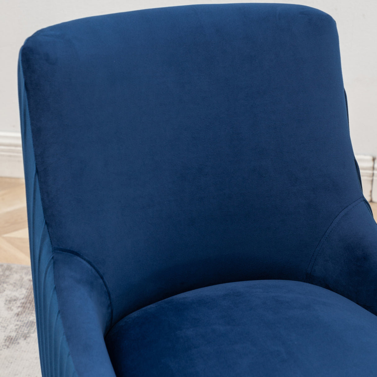 SEYNAR Modern Glam Boucle Pleated Velvet Dining Chair or Vanity Chair Set of 2 with Rear Handle