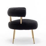 SEYNAR Modern Glam Upholstered Comfy Open-Back Accent Vanity chair with Golden Legs