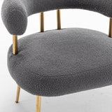 SEYNAR Modern Glam Upholstered Comfy Open-Back Accent Vanity chair with Golden Legs