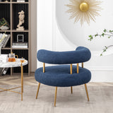 SEYNAR Modern Glam Upholstered Comfy Open-Back Accent Vanity chair with Golden Legs
