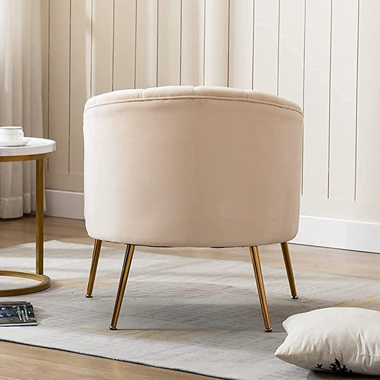 SEYNAR Modern Glam Velvet Accent Vanity Chair with Golden Metal Legs for Living Room