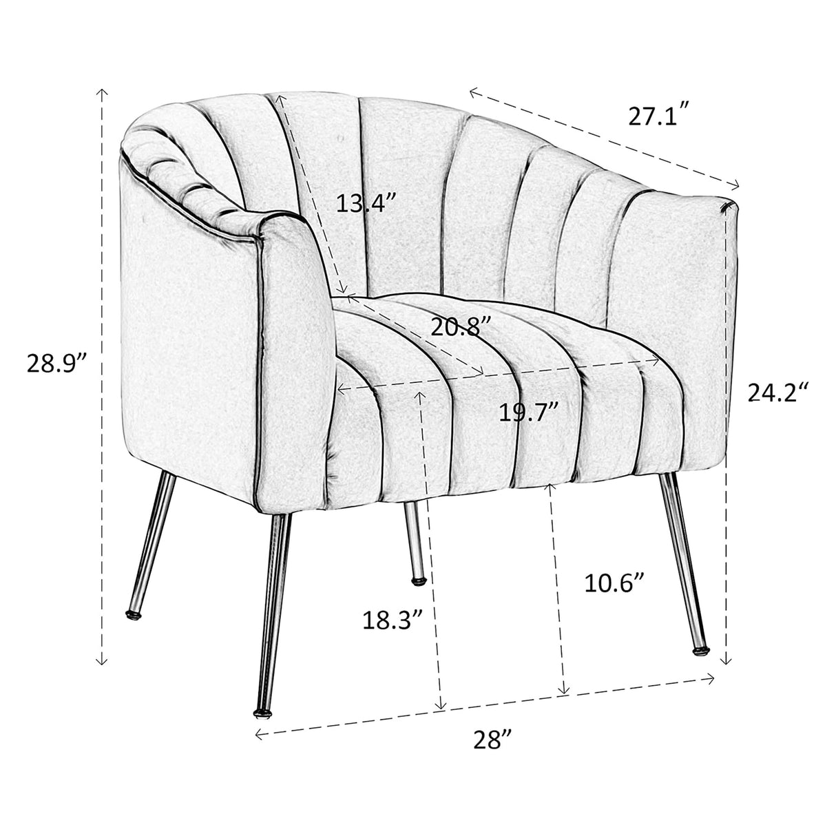 SEYNAR Modern Glam Velvet Accent Vanity Chair with Golden Metal Legs for Living Room