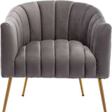 SEYNAR Modern Glam Velvet Accent Vanity Chair with Golden Metal Legs for Living Room
