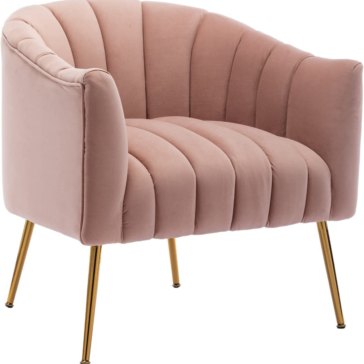 SEYNAR Modern Glam Velvet Accent Vanity Chair with Golden Metal Legs for Living Room