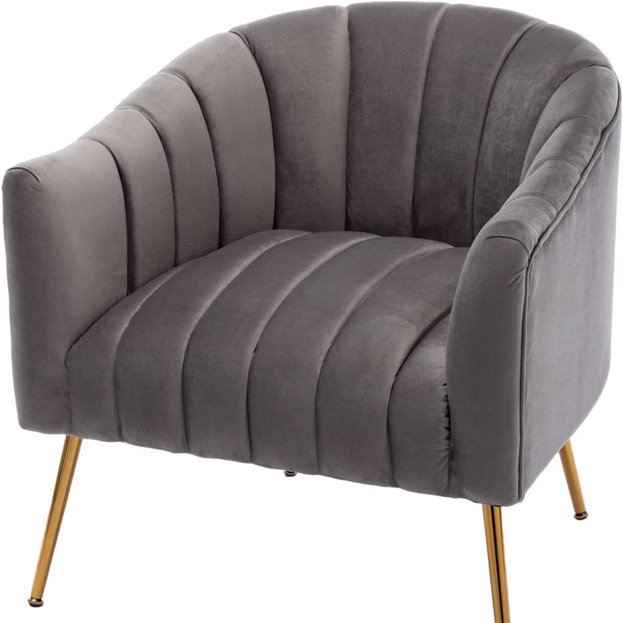 SEYNAR Modern Glam Velvet Accent Vanity Chair with Golden Metal Legs for Living Room