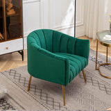 SEYNAR Modern Glam Velvet Accent Vanity Chair with Golden Metal Legs for Living Room