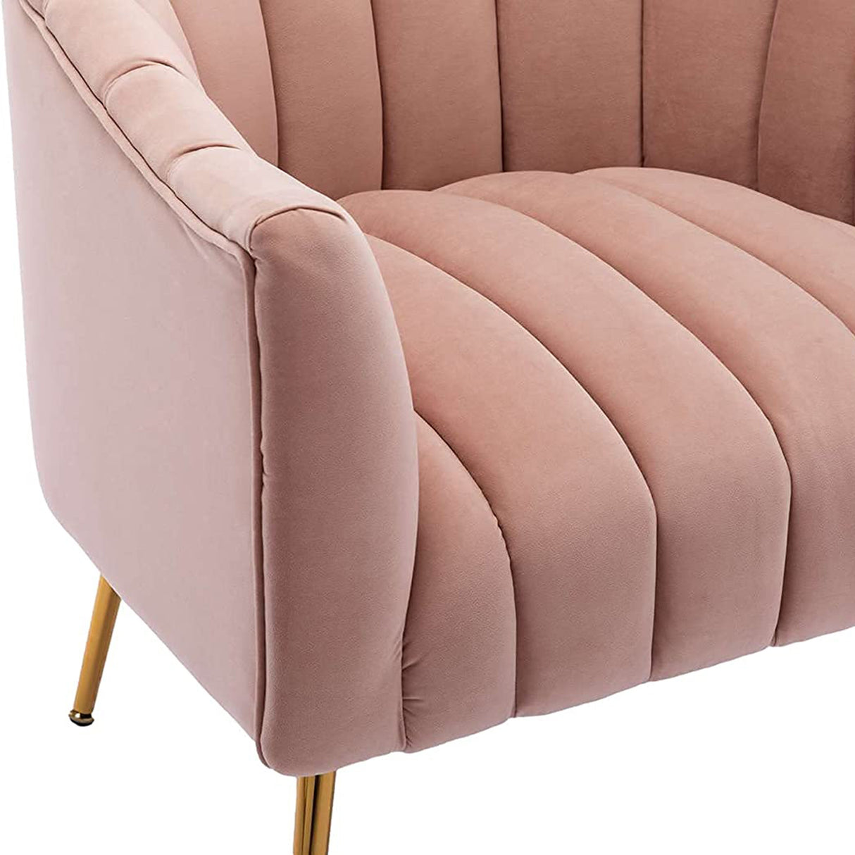 SEYNAR Modern Glam Velvet Accent Vanity Chair with Golden Metal Legs for Living Room