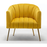SEYNAR Modern Glam Velvet Accent Vanity Chair with Golden Metal Legs for Living Room