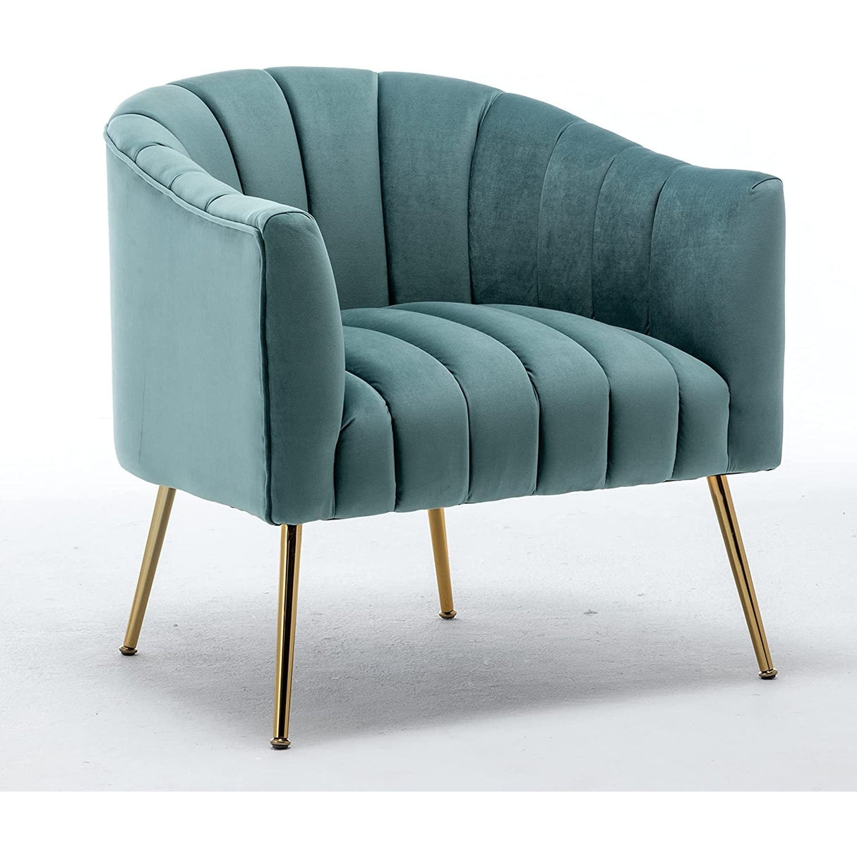 SEYNAR Modern Glam Velvet Accent Vanity Chair with Golden Metal Legs for Living Room