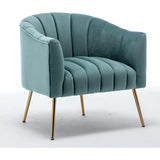 SEYNAR Modern Glam Velvet Accent Vanity Chair with Golden Metal Legs for Living Room