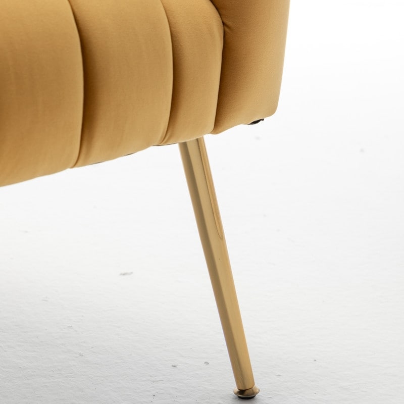 SEYNAR Modern Glam Velvet Accent Vanity Chair with Golden Metal Legs for Living Room