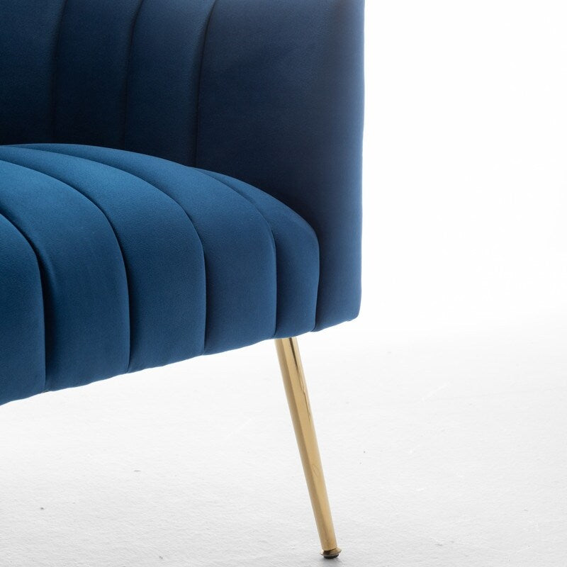 SEYNAR Modern Glam Velvet Accent Vanity Chair with Golden Metal Legs for Living Room