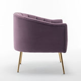 SEYNAR Modern Glam Velvet Accent Vanity Chair with Golden Metal Legs for Living Room
