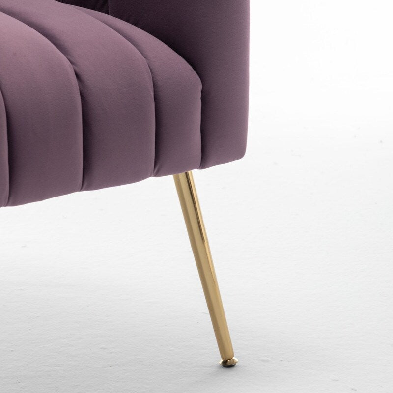 SEYNAR Modern Glam Velvet Accent Vanity Chair with Golden Metal Legs for Living Room