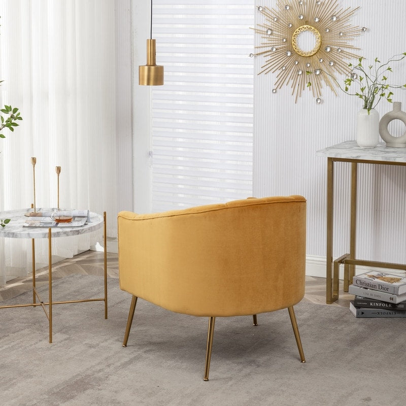 SEYNAR Modern Glam Velvet Accent Vanity Chair with Golden Metal Legs for Living Room