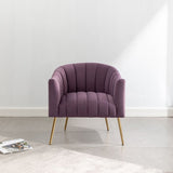 SEYNAR Modern Glam Velvet Accent Vanity Chair with Golden Metal Legs for Living Room